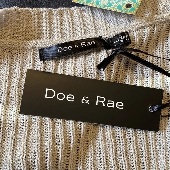 DOE & RAE Striped Long Cardigan NWT LARGE - Picture 6 of 6